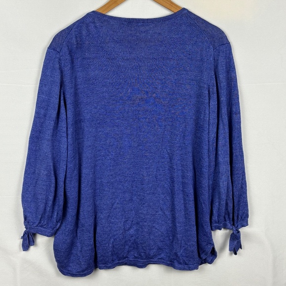 Talbots Women's Linen Long Sleeve Sweater Sz XL Petite Breathable Beach Coastal - Picture 4 of 10
